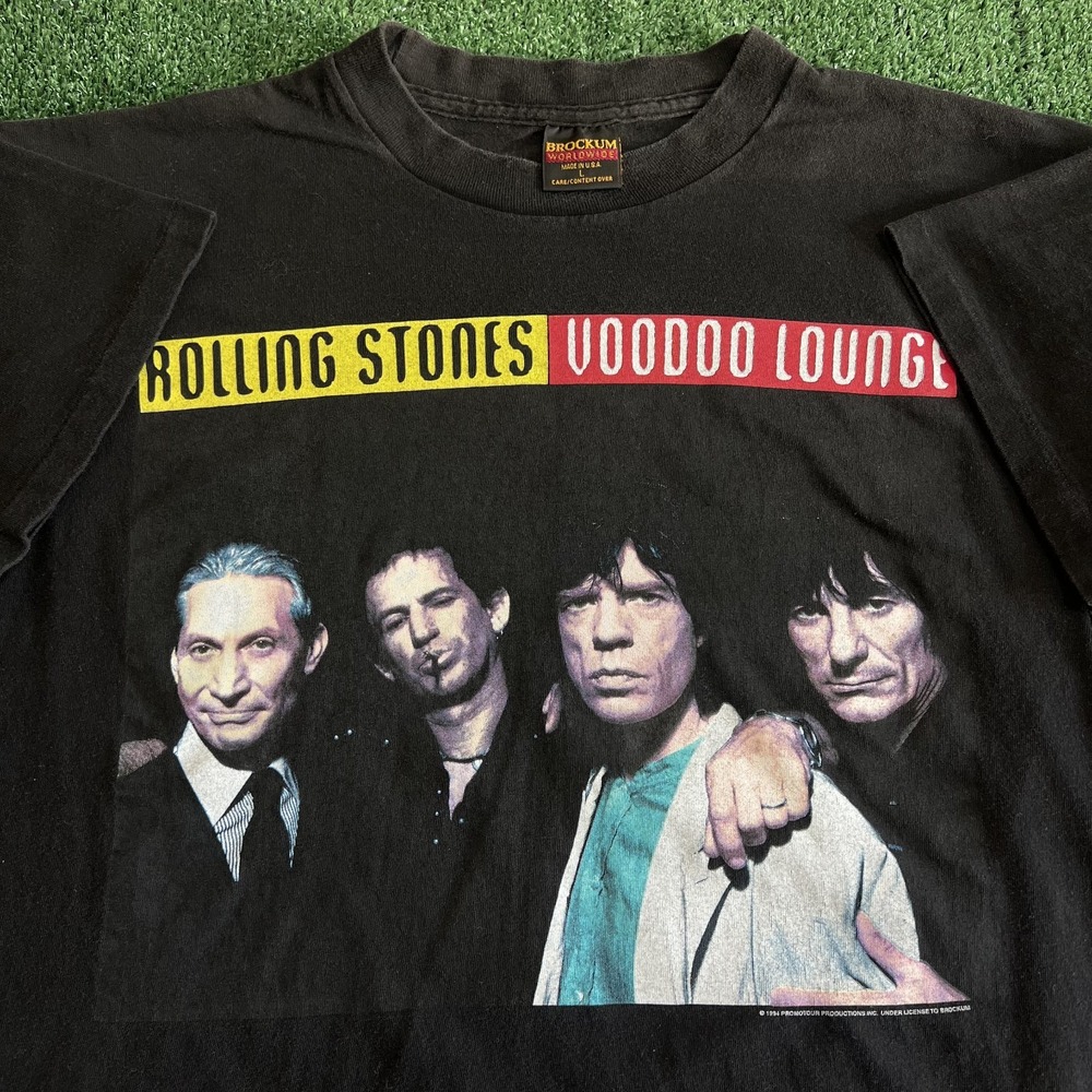 VTG Brockum Rolling Stones Voodoo Lounge T-Shirt Mens Large Black Rock‎ Band 90s
